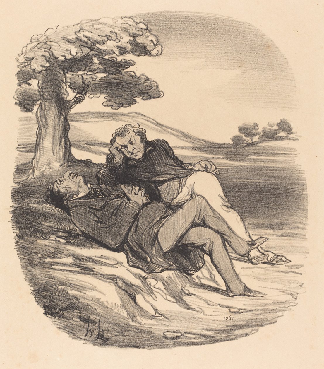 Sød fritid af en pensioneret byggemarked... af Honoré Daumier