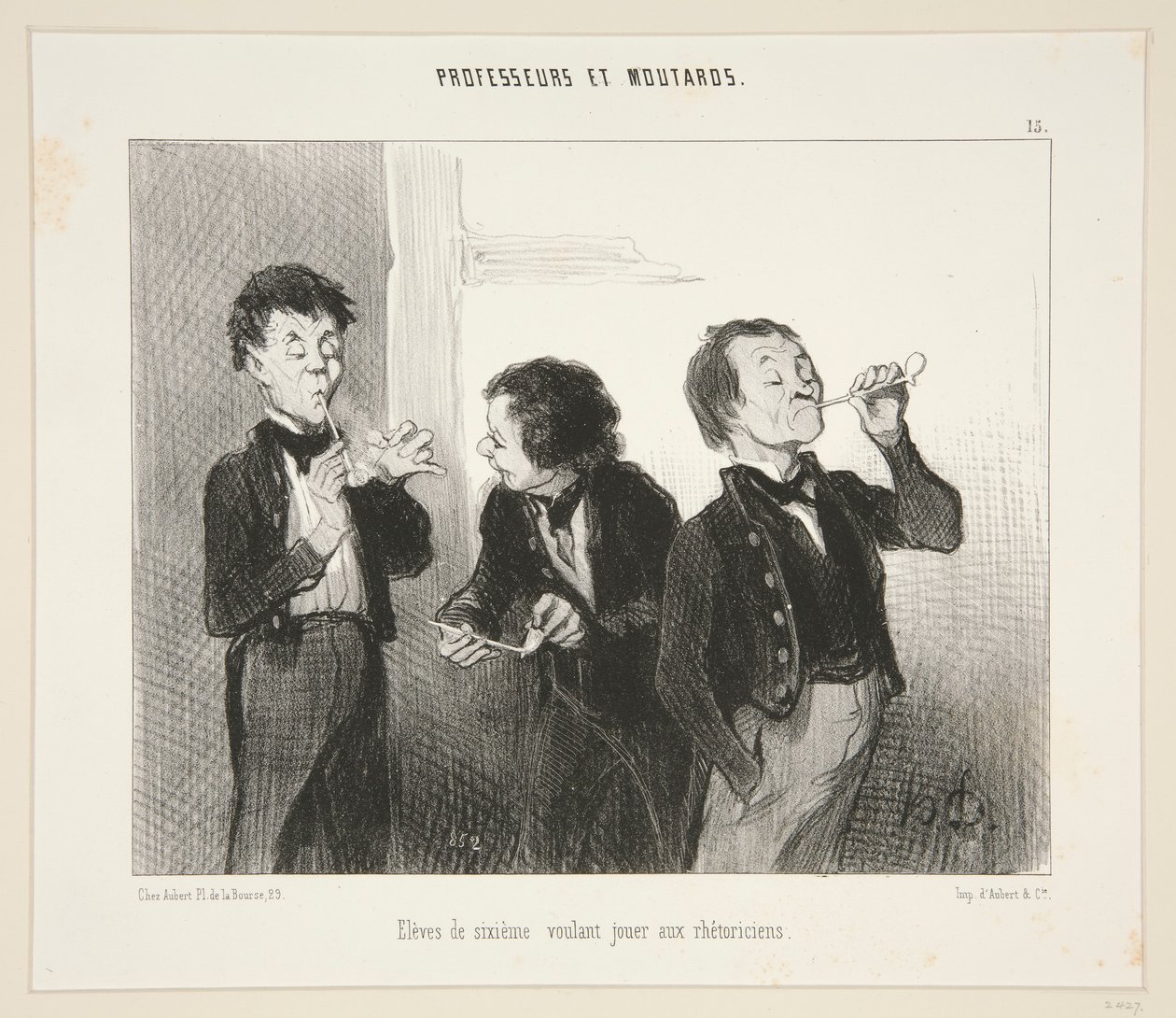 Sjette klasser, der vil lege retorikere; #15 af professorer og sennep af Honoré Daumier