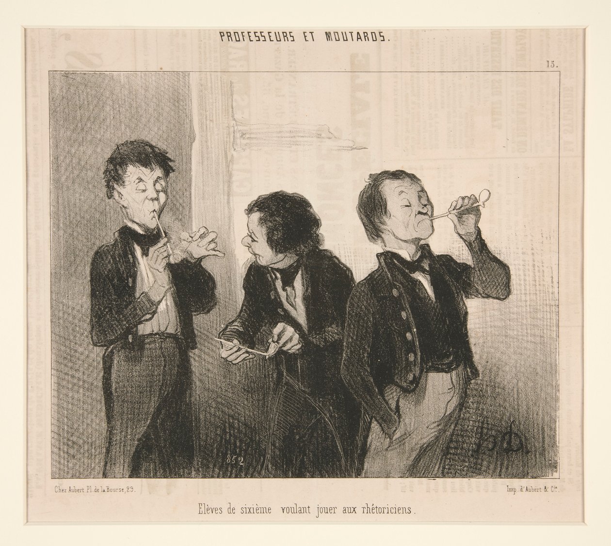 Elever i sjette klasse, der vil spille retorikere, fra professorer og Moutards af Honoré Daumier