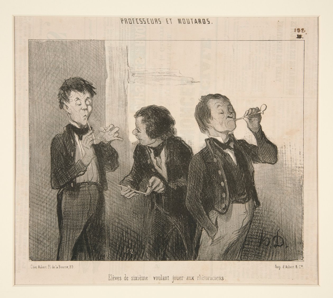 Elever i sjette klasse, der vil spille retorikere, fra professorer og Moutards af Honoré Daumier