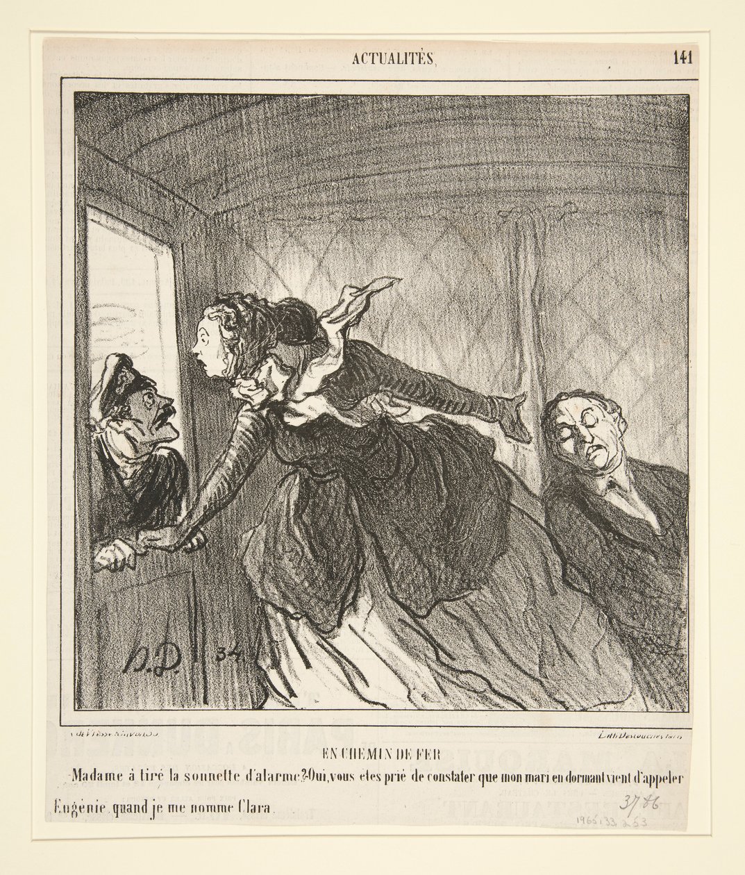I toget: Madame ringede på døren af Honoré Daumier