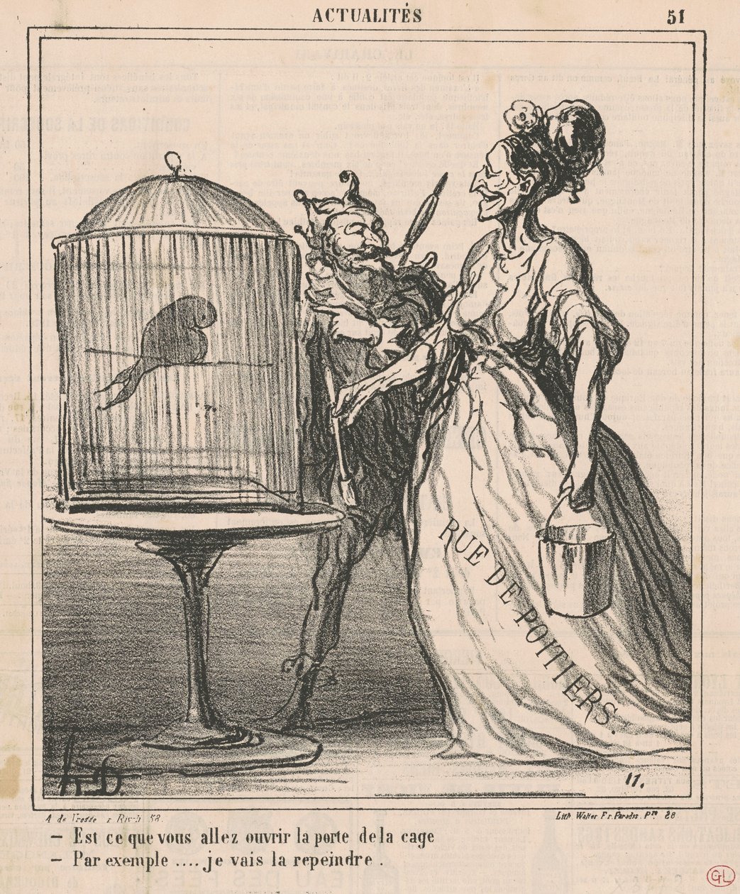 Skal du åbne burets dør... af Honoré Daumier