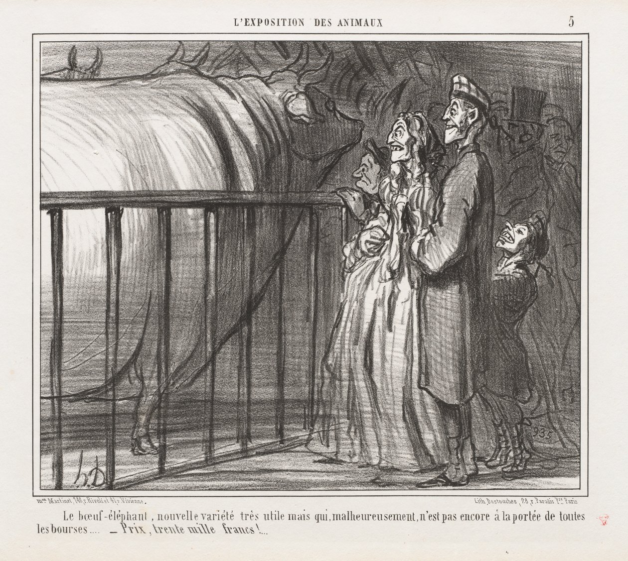 Udstilling af dyr: ko-elefanten, ny variant af Honoré Daumier