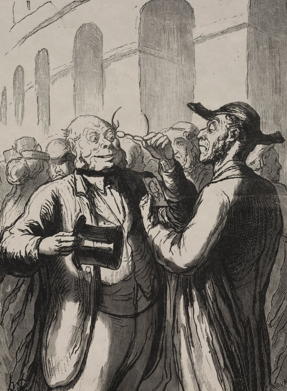 Verdensudstilling: Inspektionen af ​​fotografier ved drejekorserne.... af Honoré Daumier