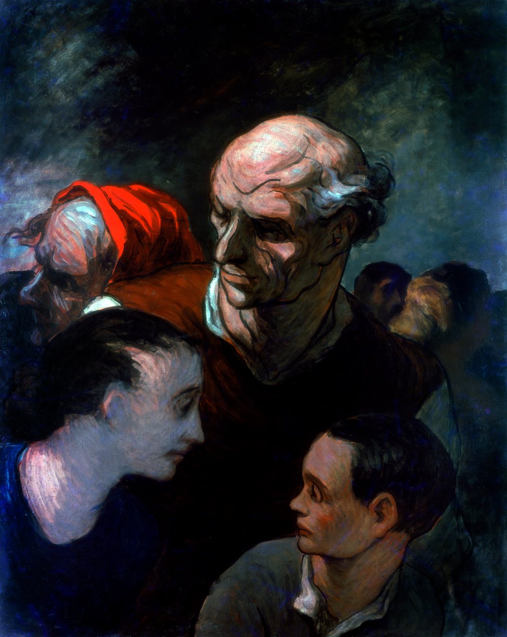 Familie i en barrikade under Pariserkommunen, 1870 af Honoré Daumier