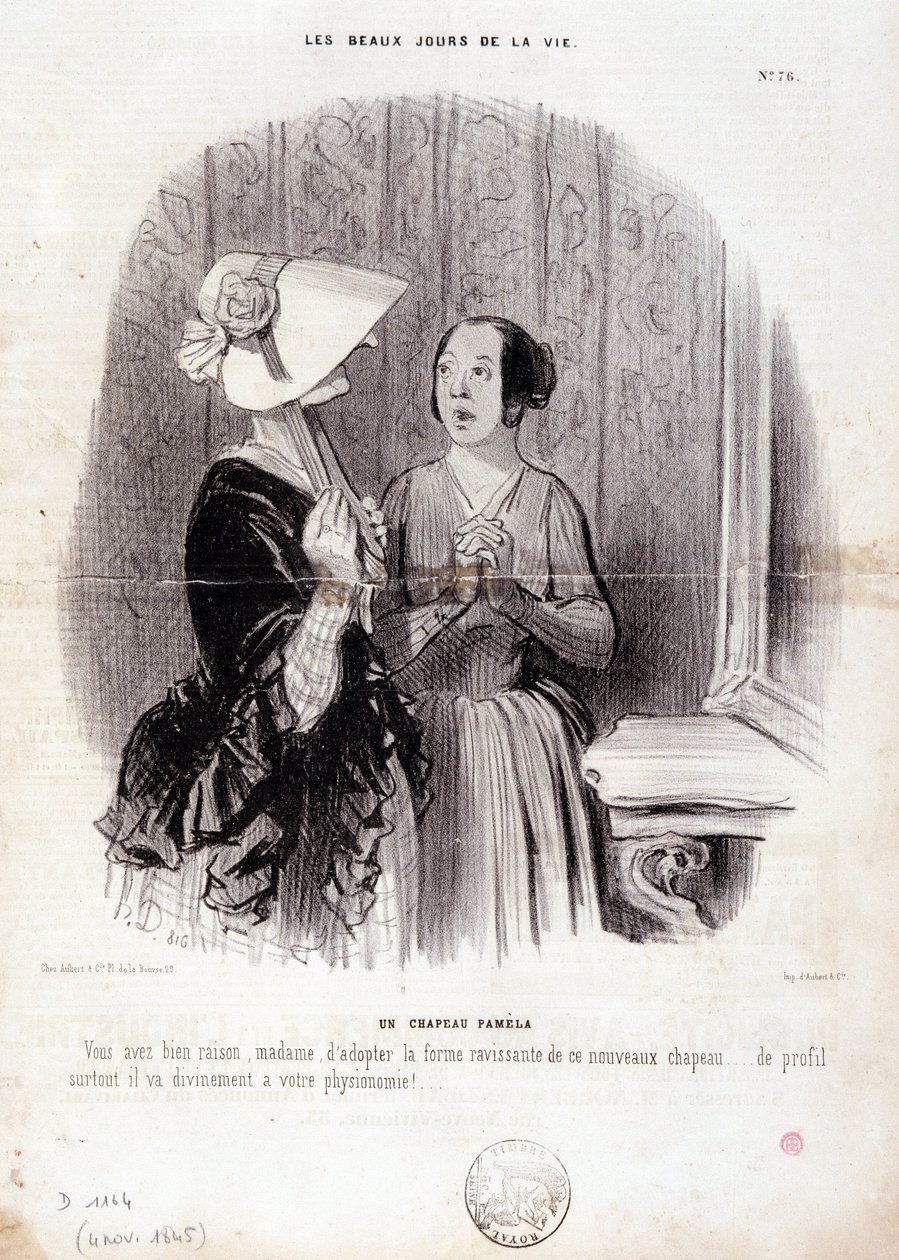 Mode tegneserie. Serie "" Livets smukke dage"": "" En Pamela hat..."" den 4. november af Honoré Daumier