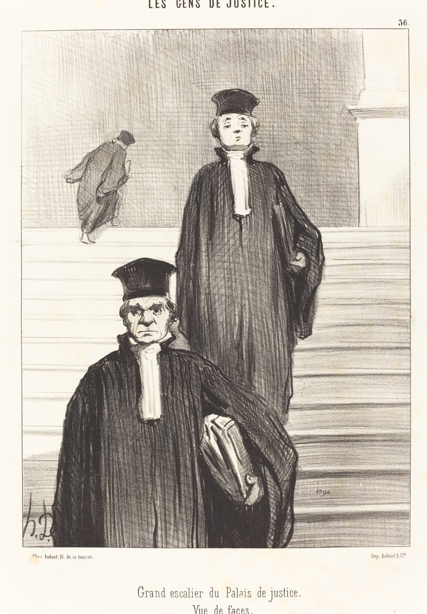 Stor trappe af retsbygningen. Forfra af Honoré Daumier