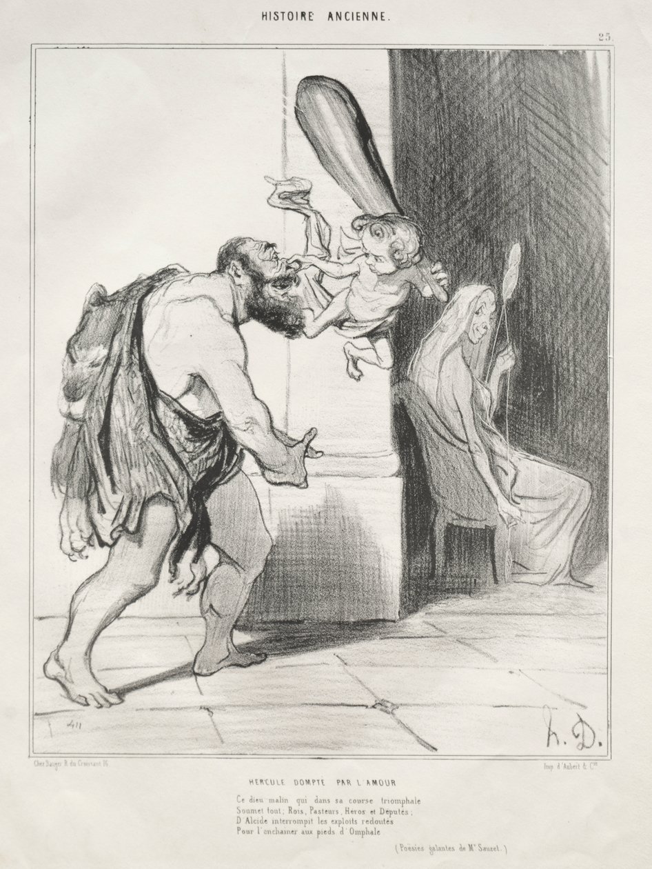 Herkules tæmmet af kærlighed af Honoré Daumier