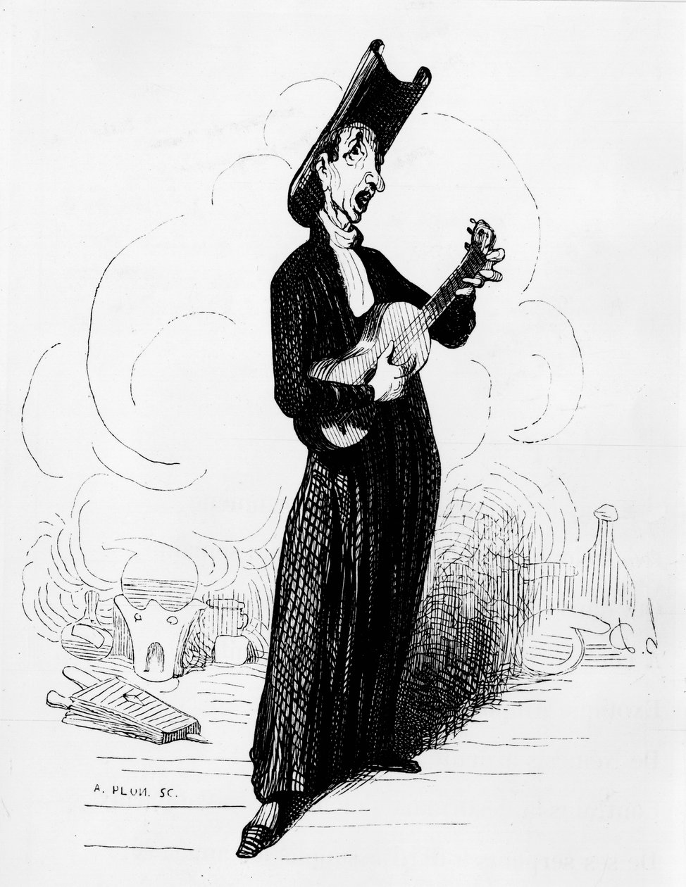 Humoristisk tegning af Mathieu Joseph Bonaventure Orfila (1787-1853) (gravering) af Honoré Daumier