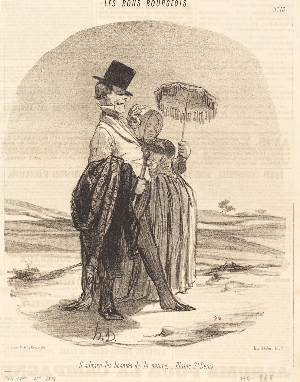 Han beundrer naturens skønheder - Plaine St. Denis af Honoré Daumier