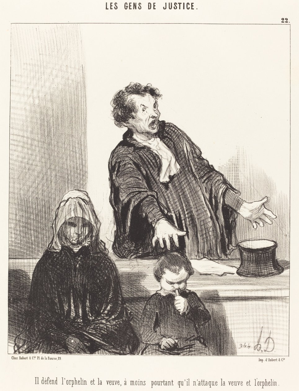 Han forsvarer den forældreløse og enken, medmindre... af Honoré Daumier