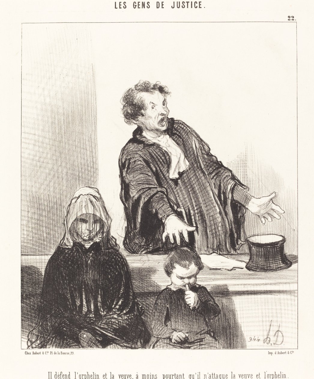 Han forsvarer den forældreløse og enken, medmindre... af Honoré Daumier