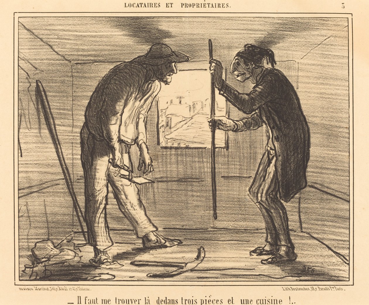 Du skal finde mig... tre værelser... af Honoré Daumier