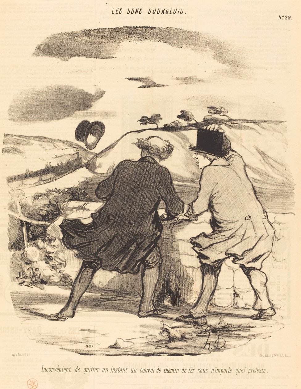 Ulempe ved at forlade...en jernbanekonvoj... af Honoré Daumier