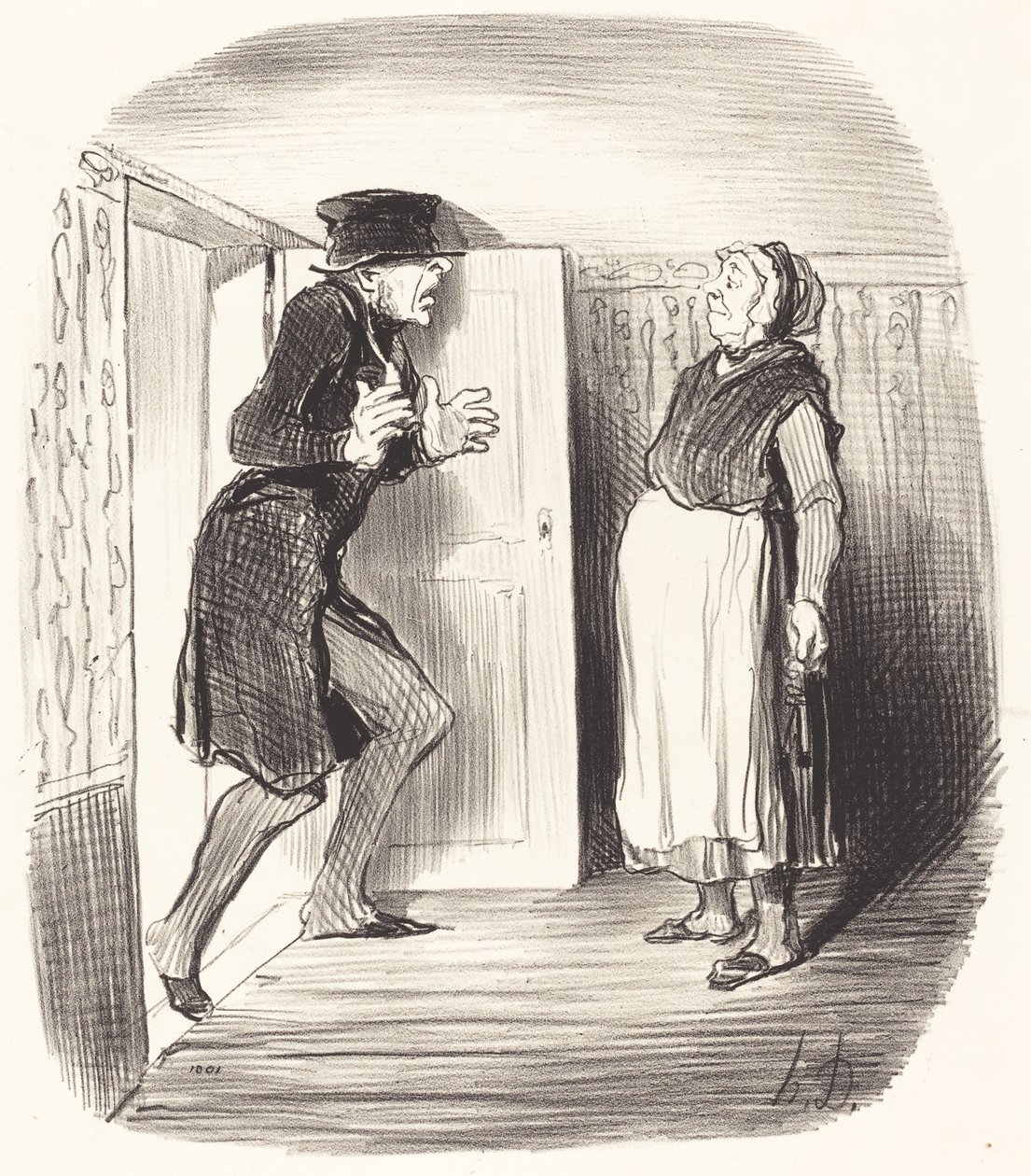 Ulempe ved at besøge en mezzaningulv uden forholdsregler... af Honoré Daumier