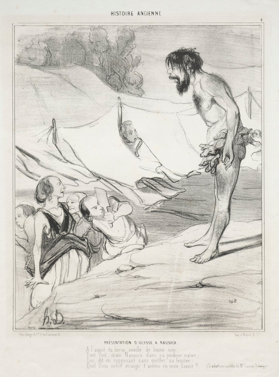 Introduktion af Odysseus til Nausica af Honoré Daumier