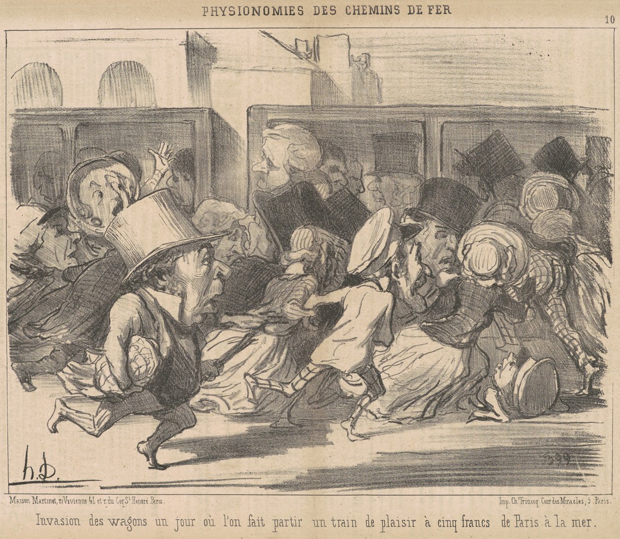 Invasion af vognene en dag, da vi går af Honoré Daumier