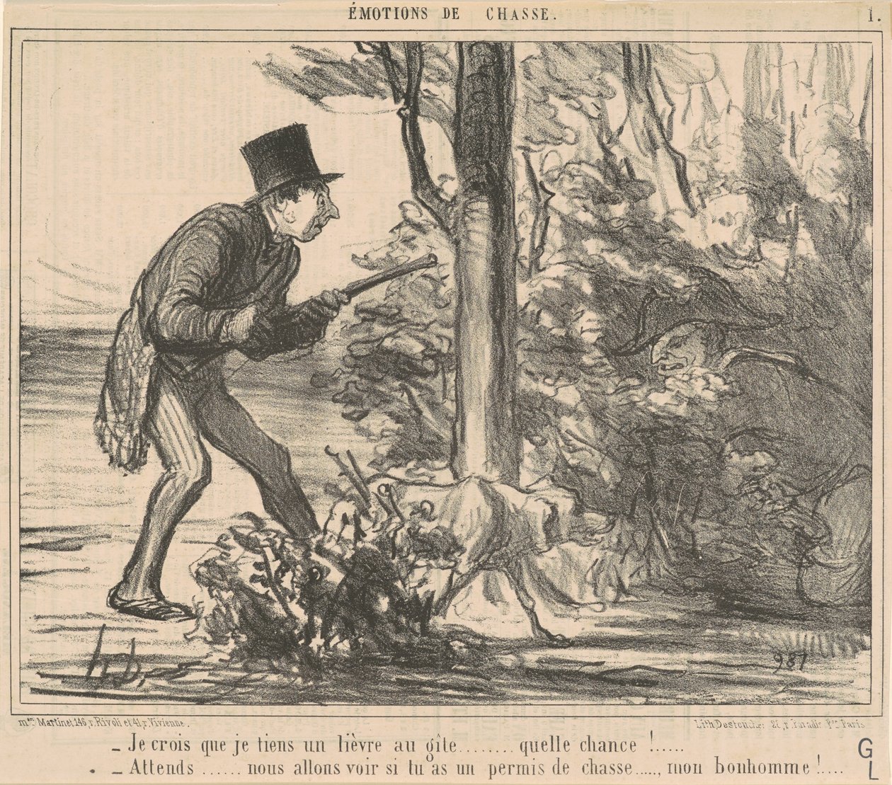 Jeg tror, ​​jeg holder en hare... af Honoré Daumier