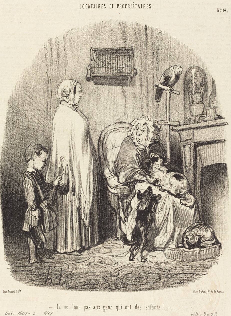 Jeg udlejer ikke til folk der har børn! af Honoré Daumier