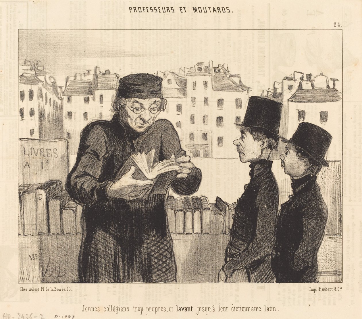 Unge universitetsstuderende... vasker deres latinske ordbog op af Honoré Daumier