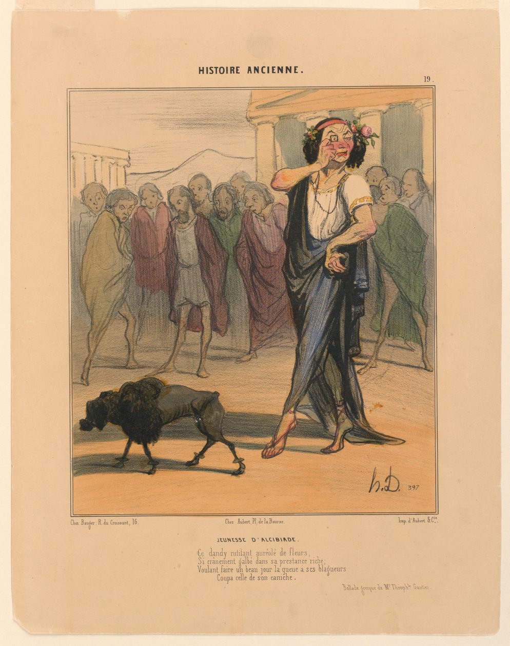 Youth of Alcibiades, plade 19 fra den antikke historie af Honoré Daumier