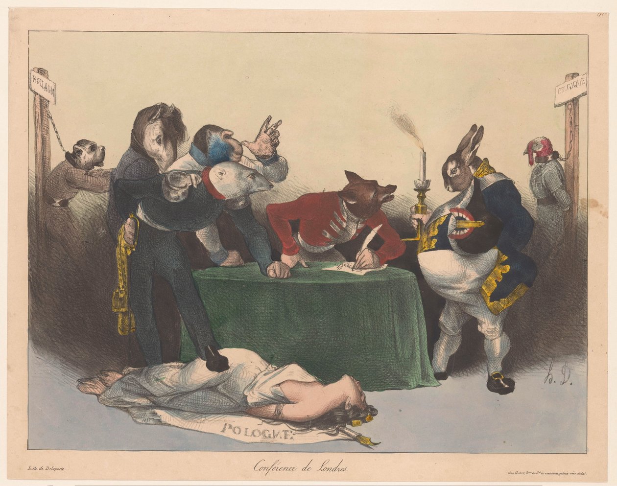 Karikatur af de europæiske stormagter ved London-konferencen Conference de Londres (titel på objekt) af Honoré Daumier