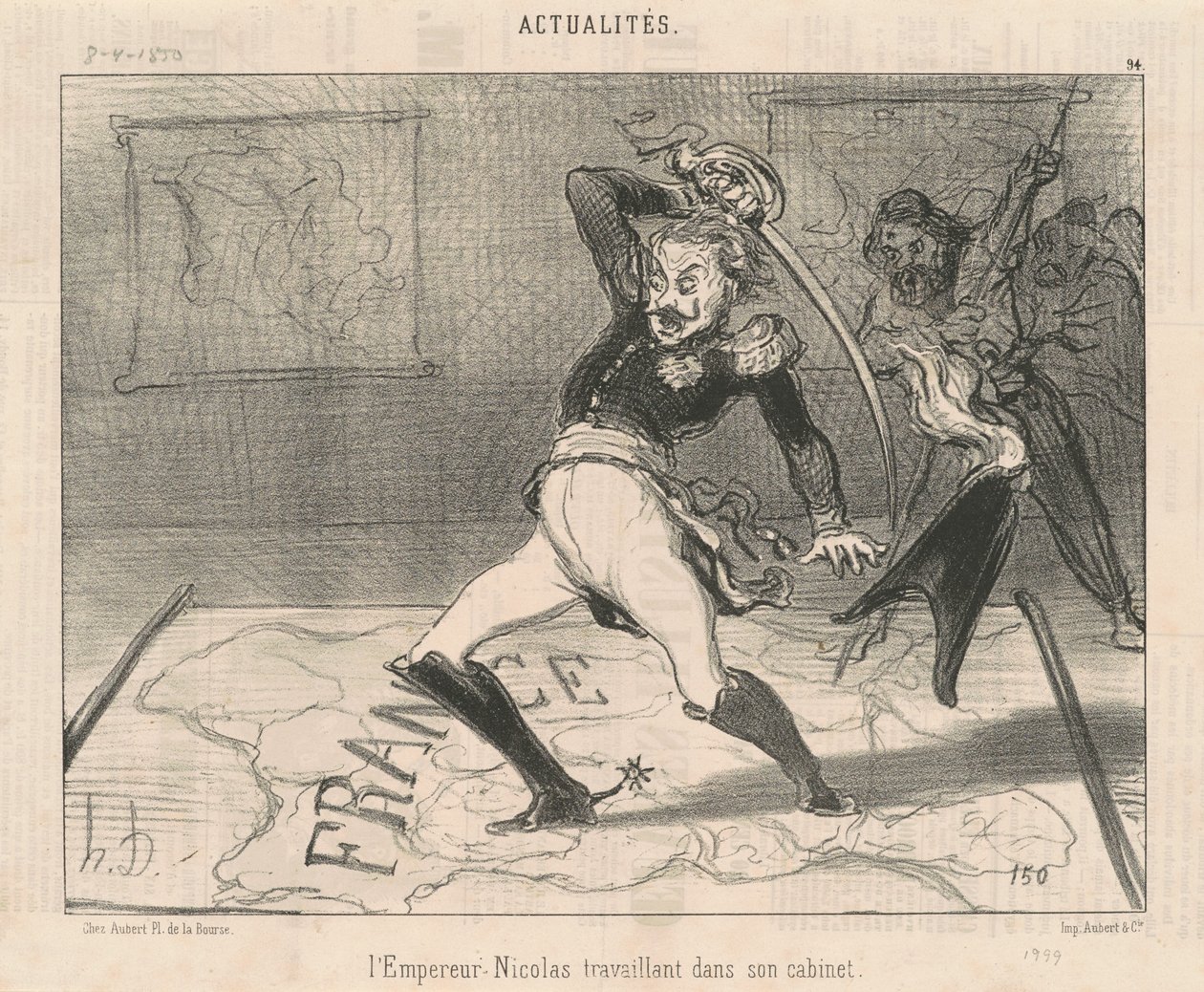 Kejser Nicholas arbejder i sit arbejdsværelse af Honoré Daumier