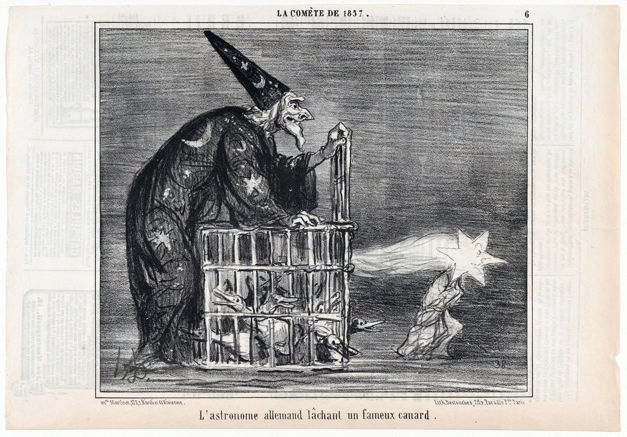 Kometen fra 1857, den tyske astronom, der frigiver en berømt and, fra Le Charivari, pub. 1858. af Honoré Daumier