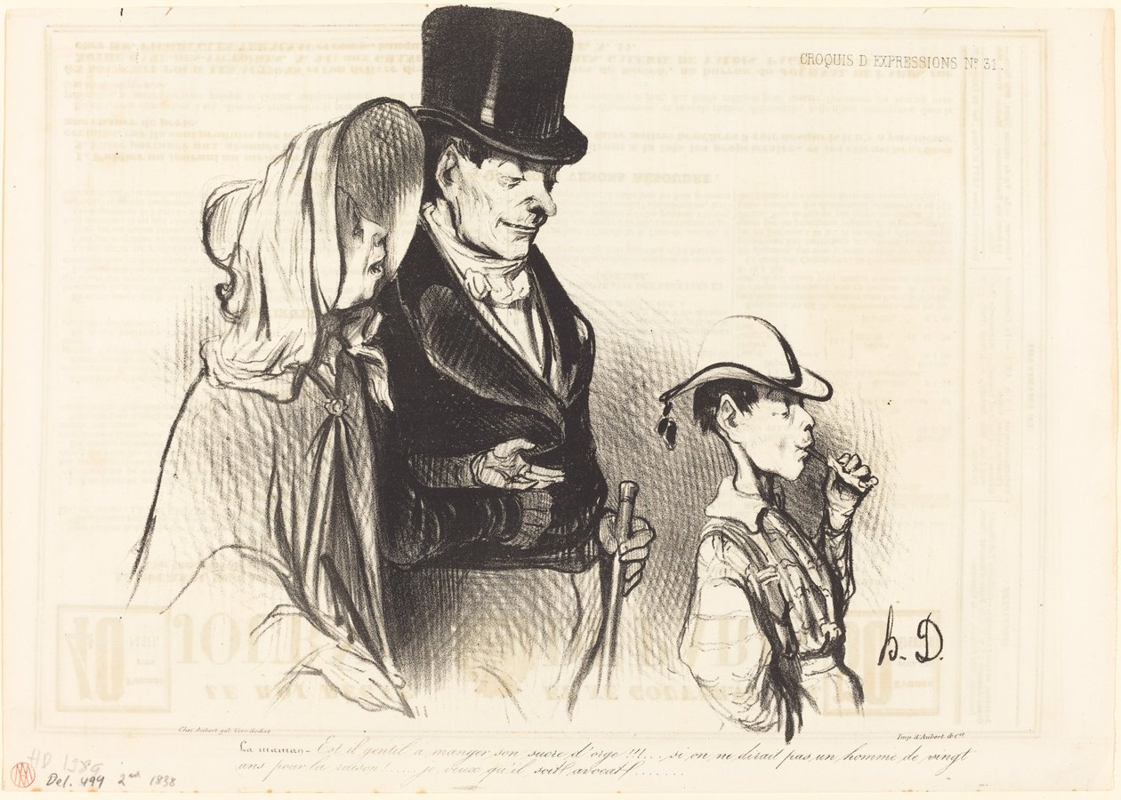 Moren - Er det rart at spise sit bygsukker!... af Honoré Daumier