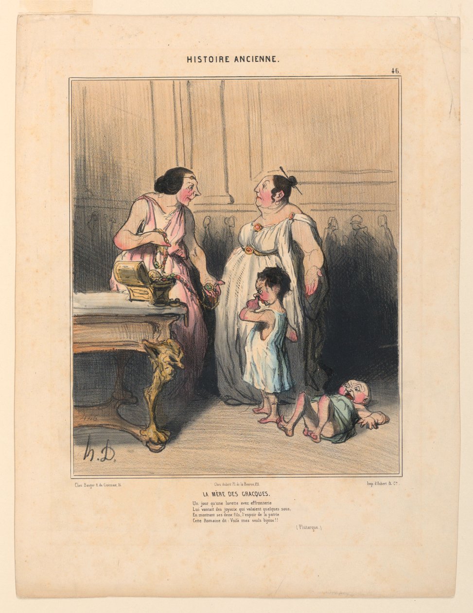Gracchiernes moder, plade 46 fra den antikke historie af Honoré Daumier