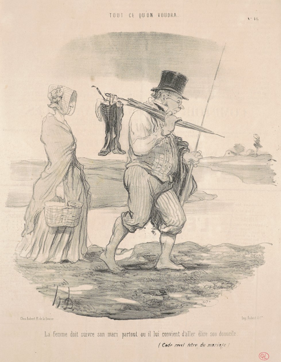 Konen burde følge sin mand... af Honoré Daumier