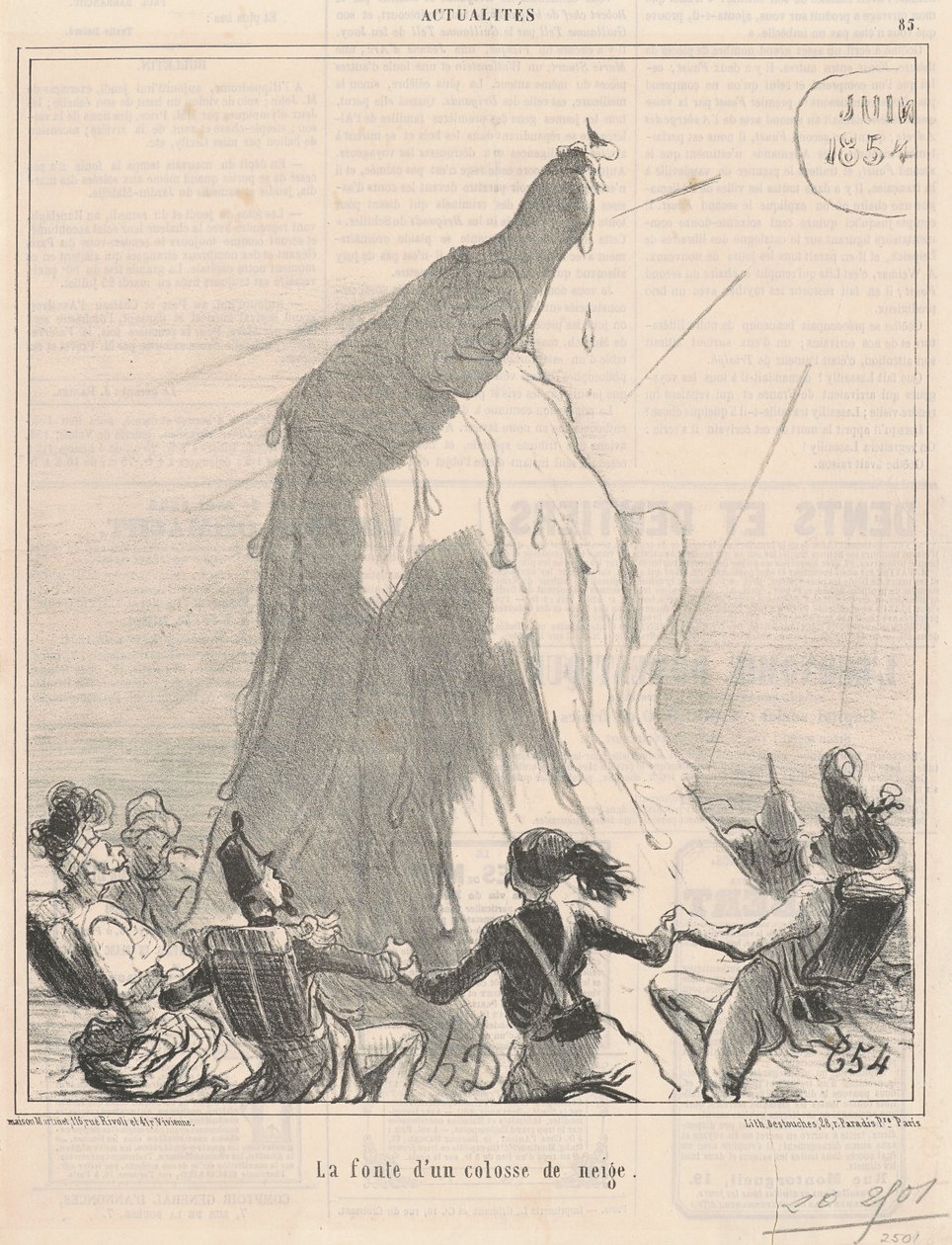 Afsmeltningen af ​​en snekolos af Honoré Daumier