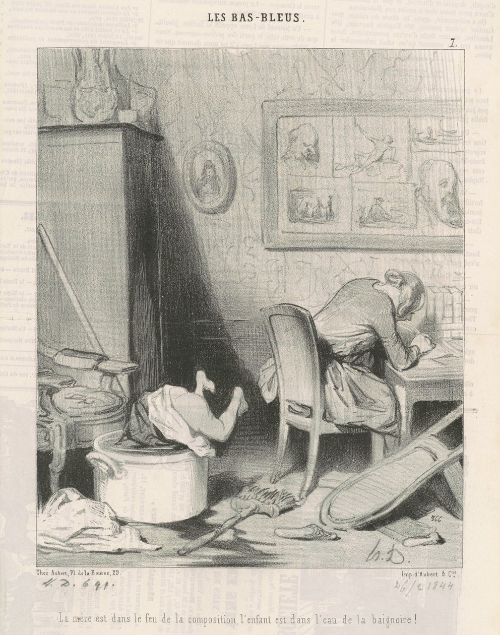 Moderen i kompositionens ild, barnet er i badekarrets vand! af Honoré Daumier
