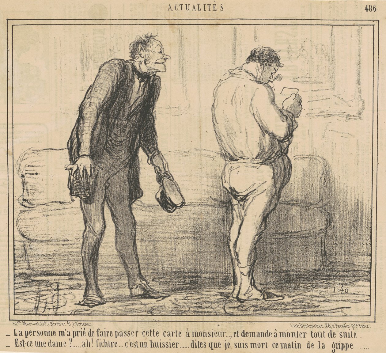 Personen... beder om at komme ovenpå med det samme... af Honoré Daumier