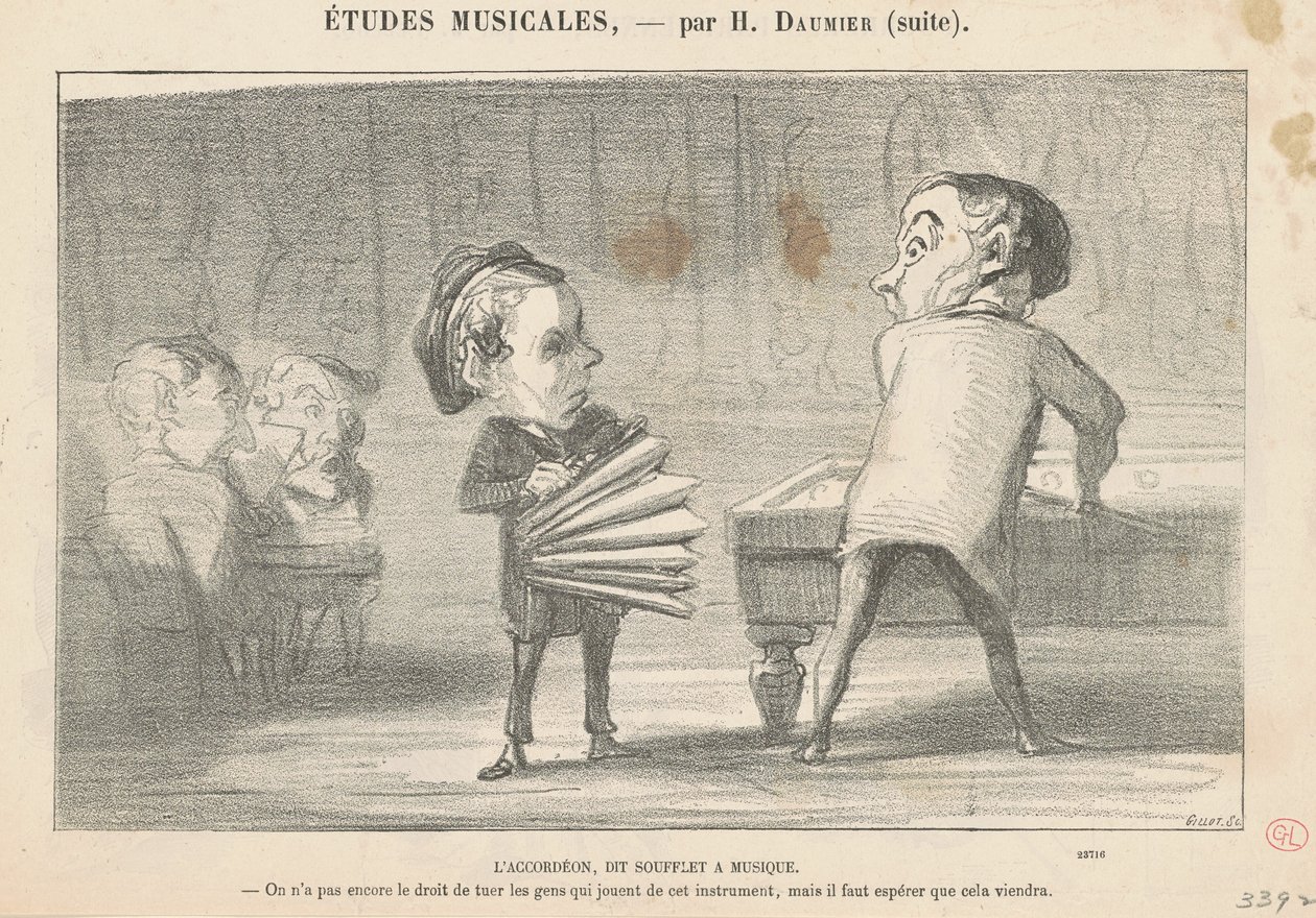 Harmonikaen, kaldet musikbælge af Honoré Daumier