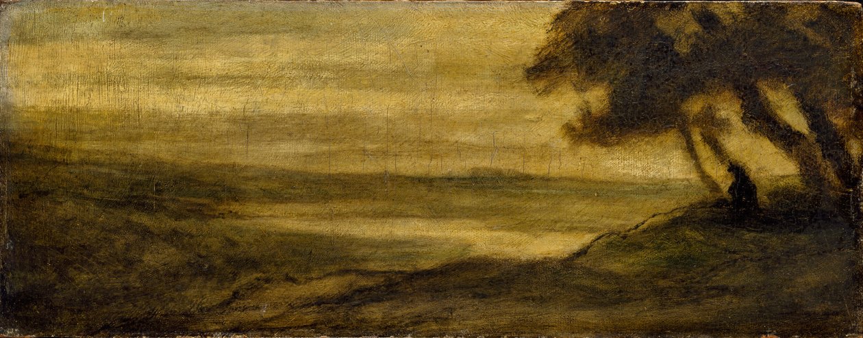 Landskab med en figur, c1860 af Honoré Daumier