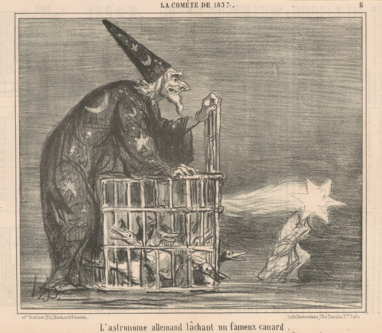Den tyske astronom frigiver en... And af Honoré Daumier