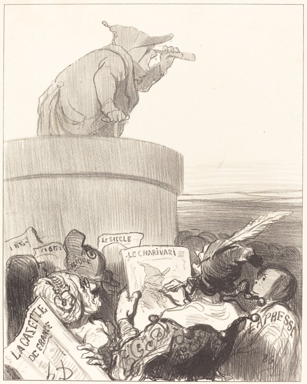 Forfatningen overvejer den politiske horisont af Honoré Daumier