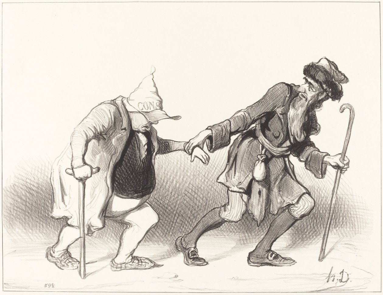Den konstitutionelle og den omvandrende jøde af Honoré Daumier