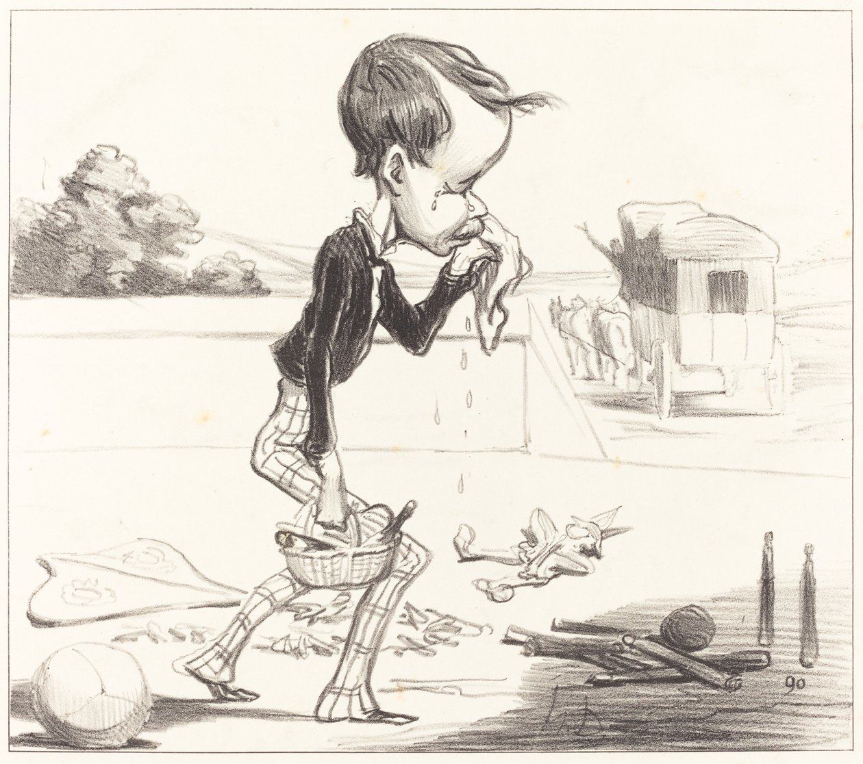 Unge Estancelin er forpligtet til at vende tilbage til klassen! af Honoré Daumier