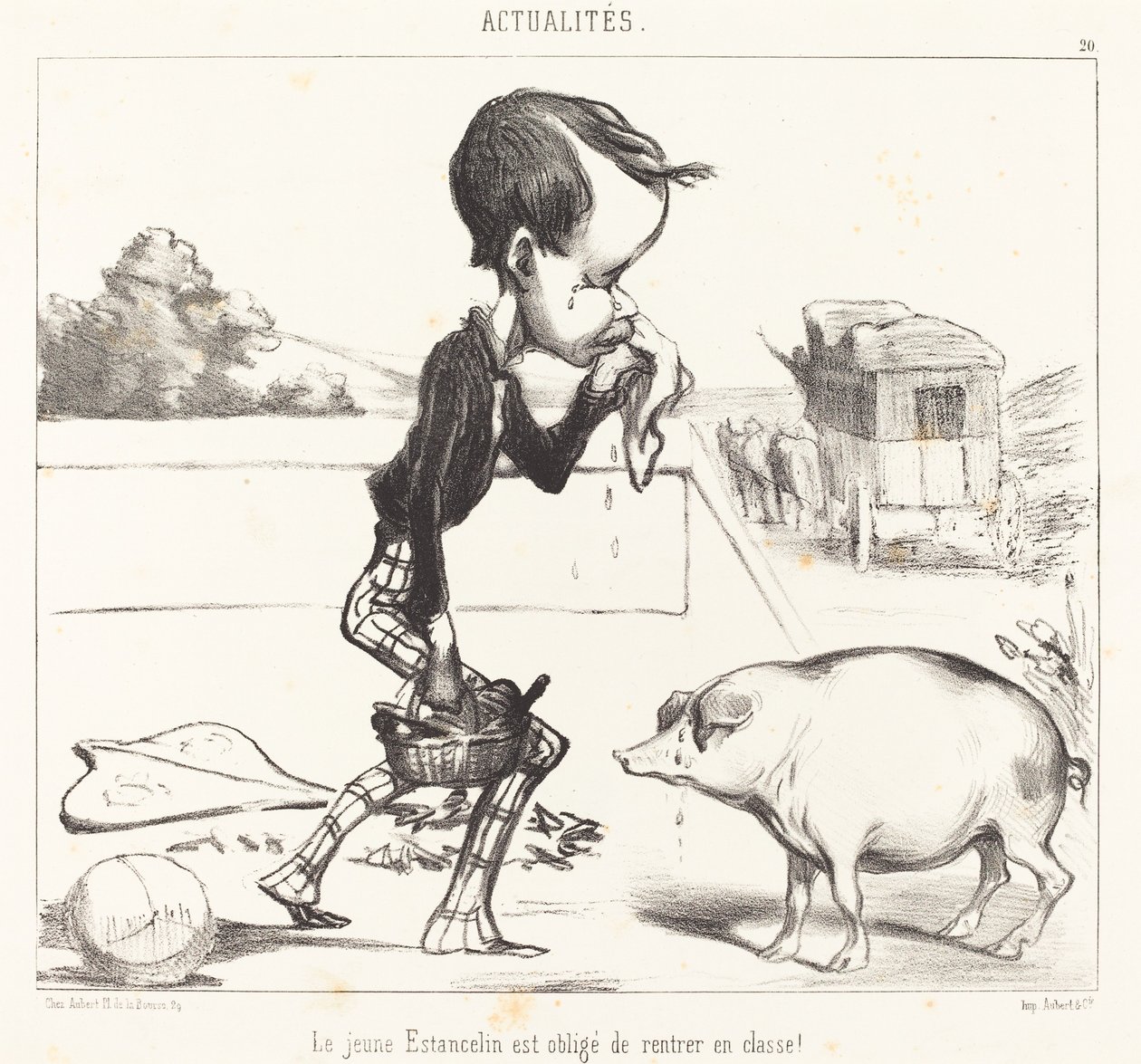 Unge Estancelin er forpligtet til at vende tilbage til klassen! af Honoré Daumier