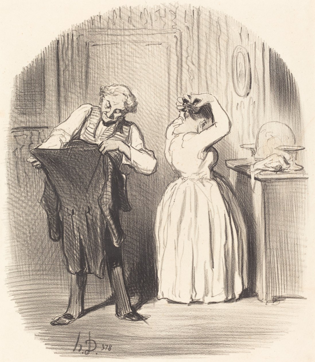 Den dag vi spiser hos direktøren... af Honoré Daumier