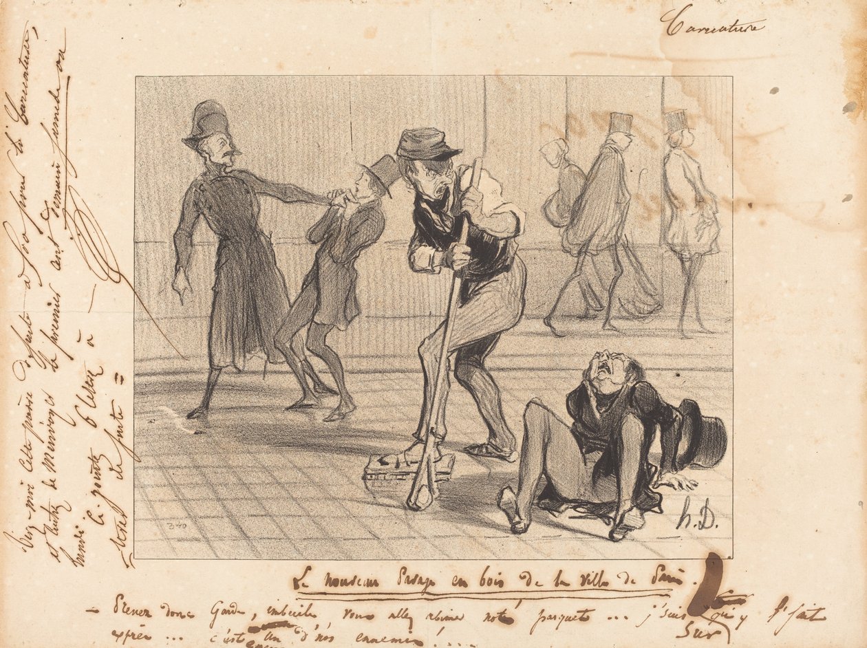 Den nye træbelægning... i Paris af Honoré Daumier