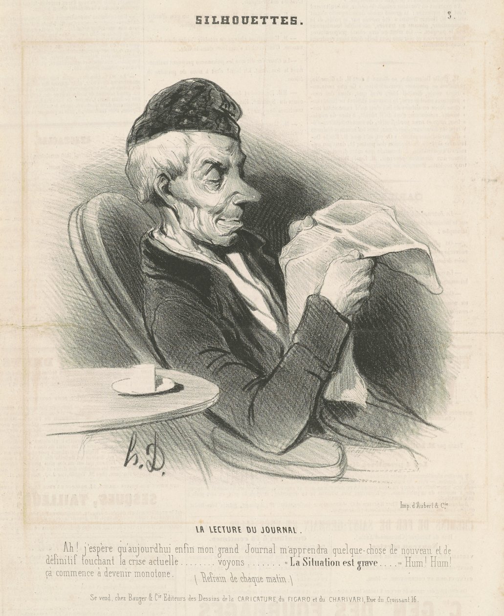 Læser avisen af Honoré Daumier