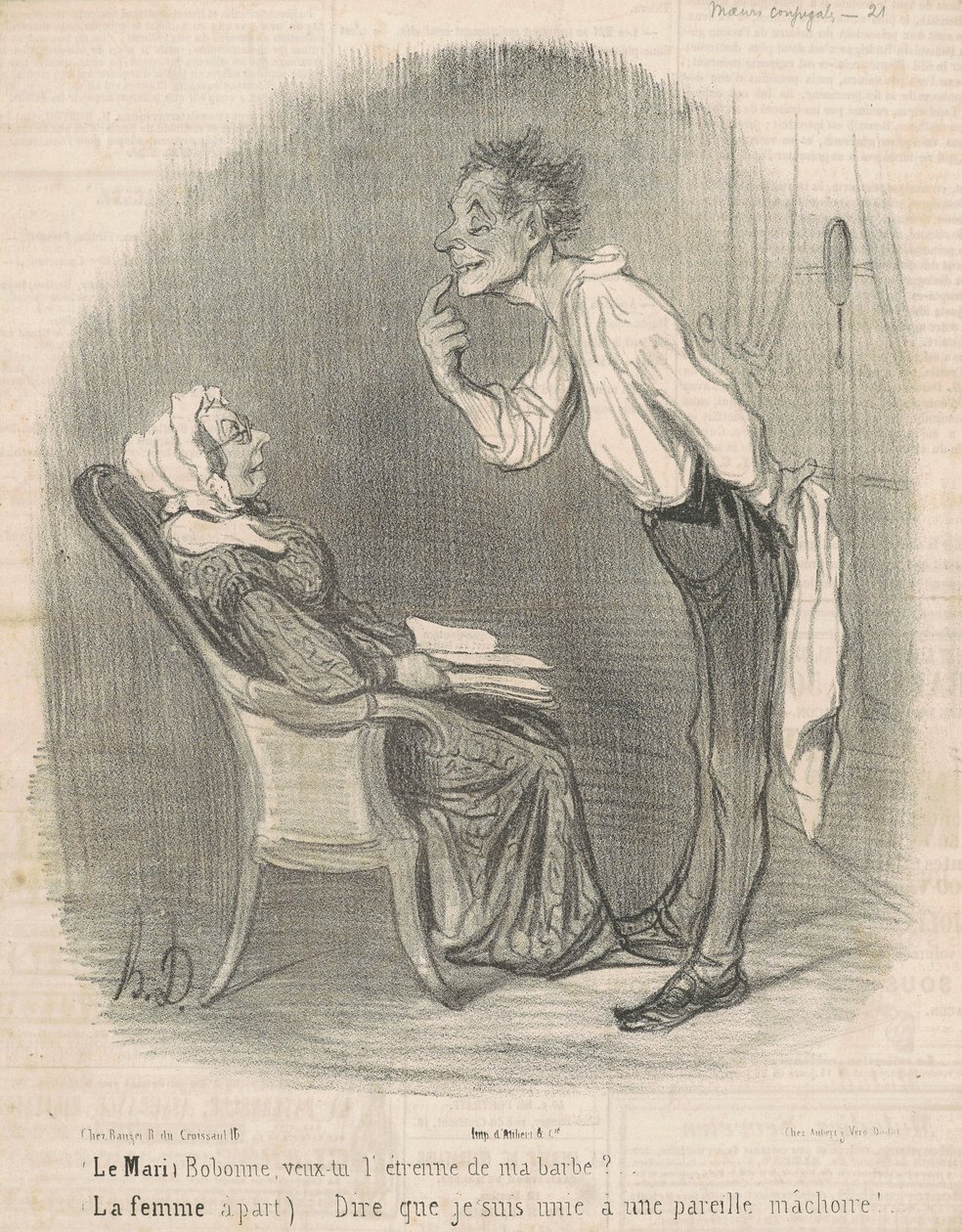 Manden. Bobonne, vil du have mit skægs gave? af Honoré Daumier