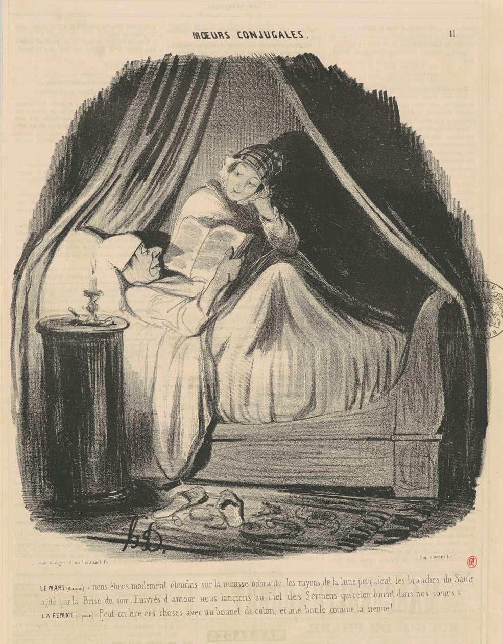 Manden læste: vi lå slapt... af Honoré Daumier