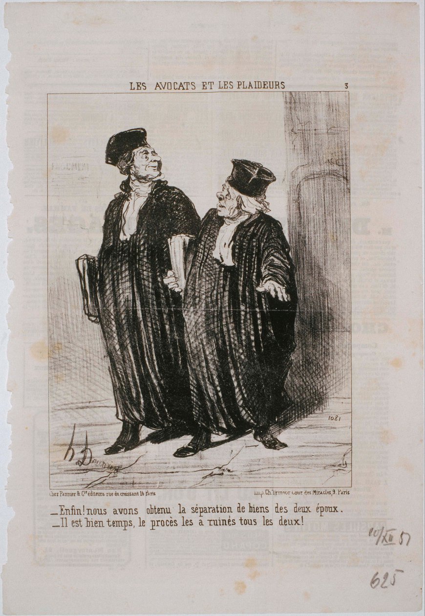 Advokater og retssager- Endelig! Vi fik adskillelse med hensyn til ejendom af Honoré Daumier