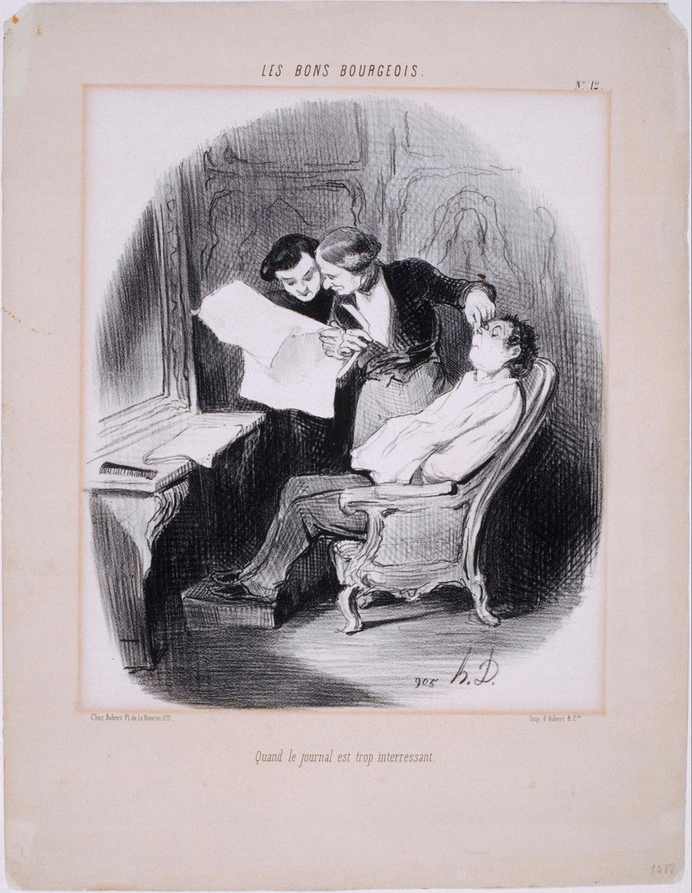 Les Bons Bourgeois- Når avisen er for interessant af Honoré Daumier