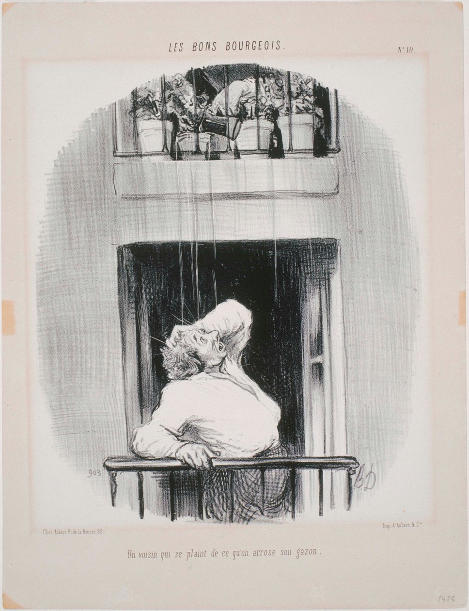Les Bons Bourgeois- En nabo, der klager over vanding af Honoré Daumier