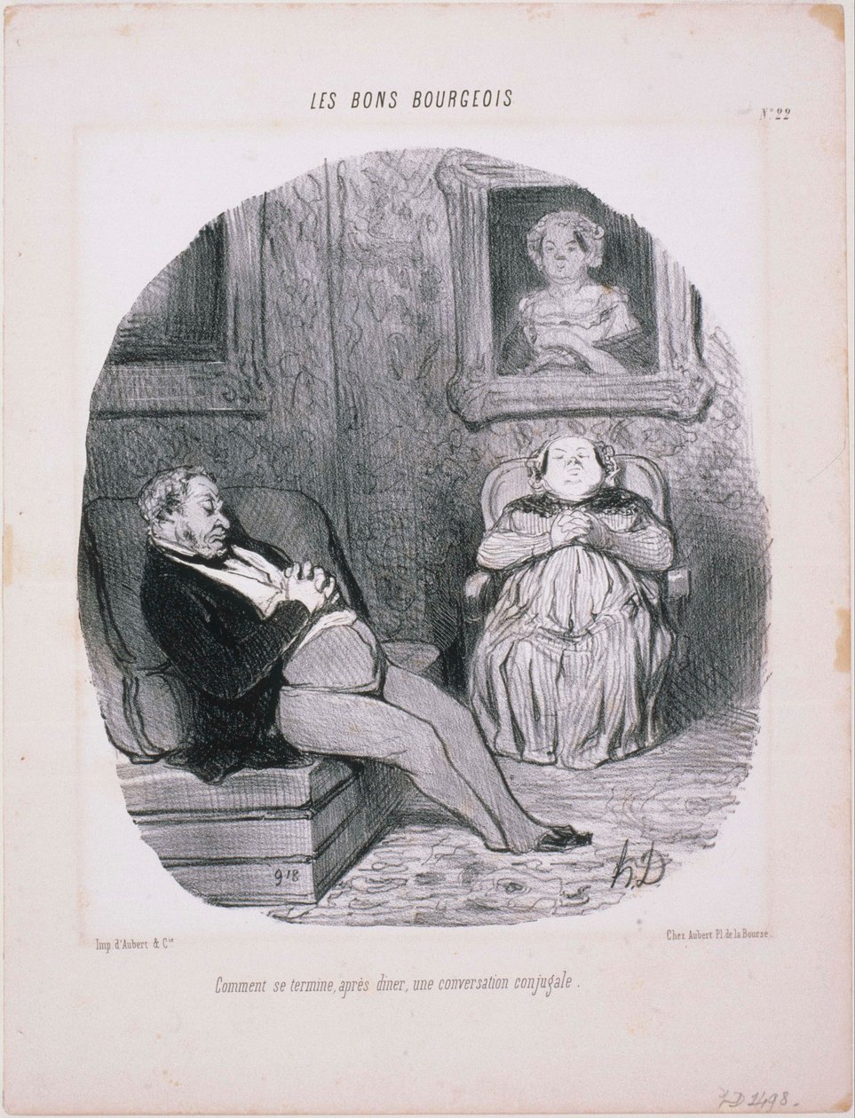 Les Bons Bourgeois: Hvordan en ægteskabelig samtale ender af Honoré Daumier